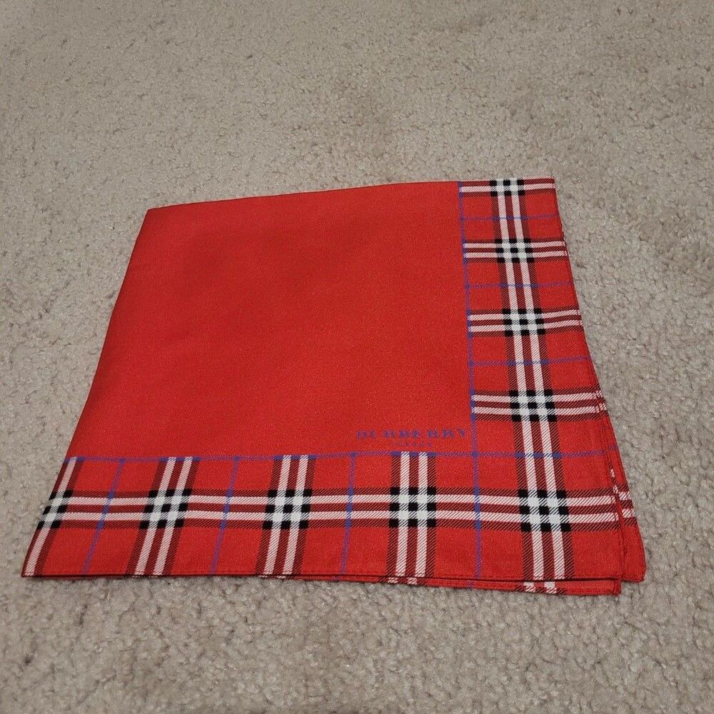 Burberry Pocket Square. Red Nova Check